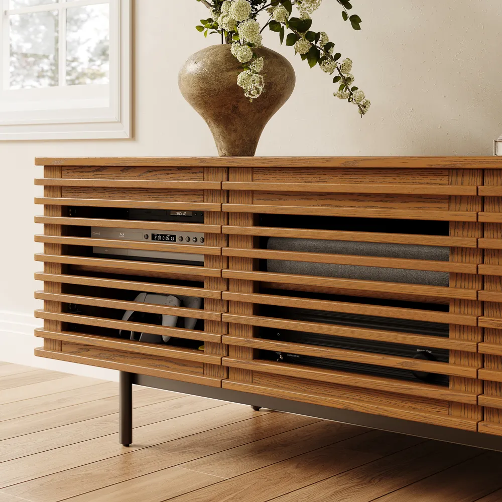 Minimalist Slatted Media Console Minimalist Slatted Media Console