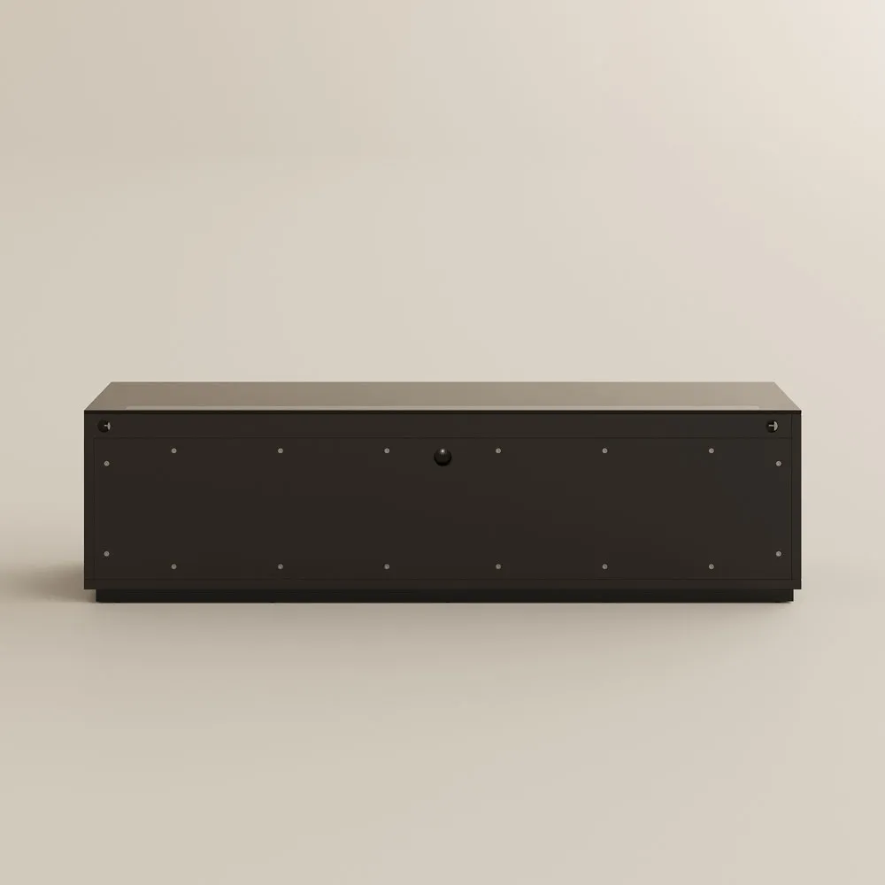Modern Low Profile TV Console with Glass Tabletop