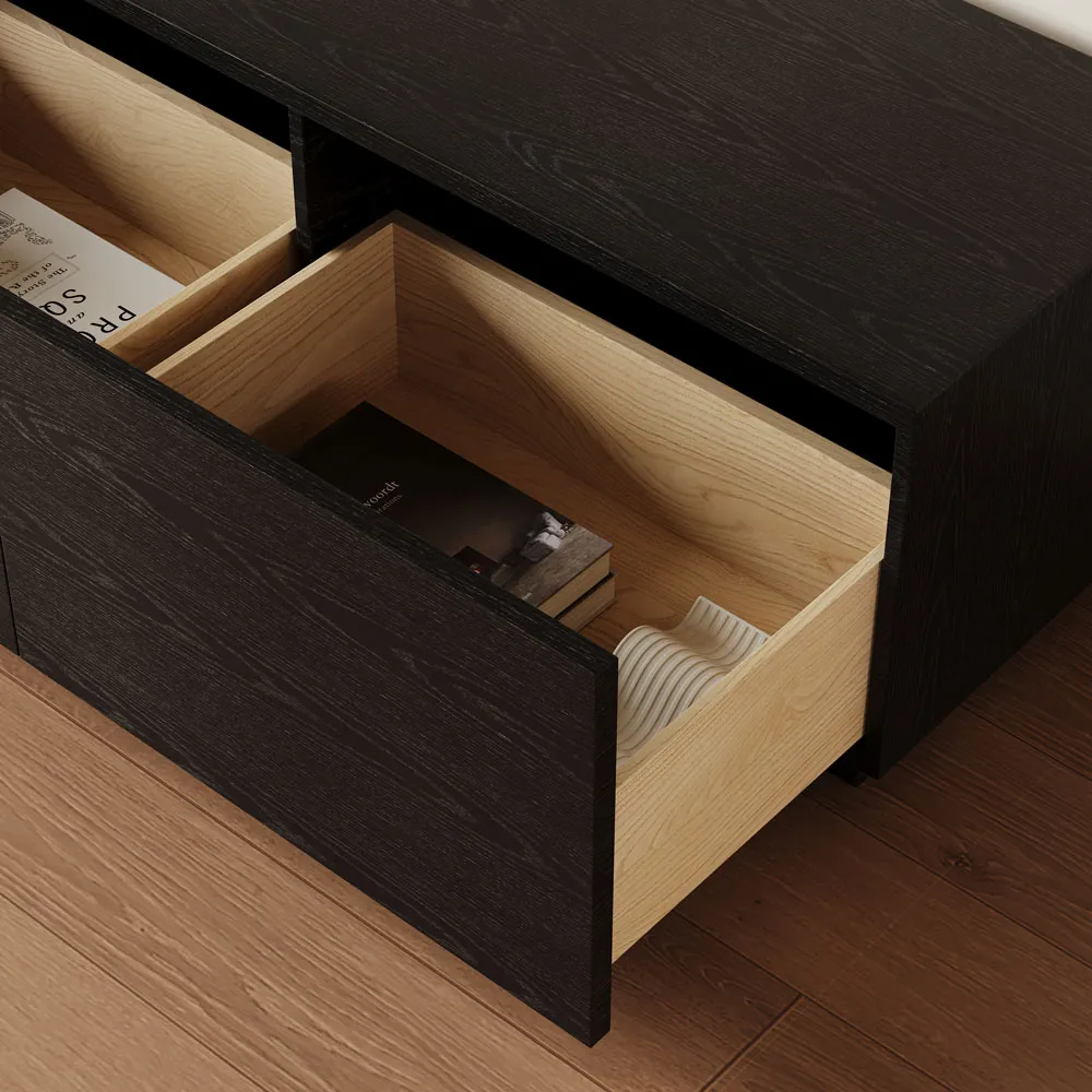 Modern Black TV Stand with Drawers Modern Black TV Stand with Drawers