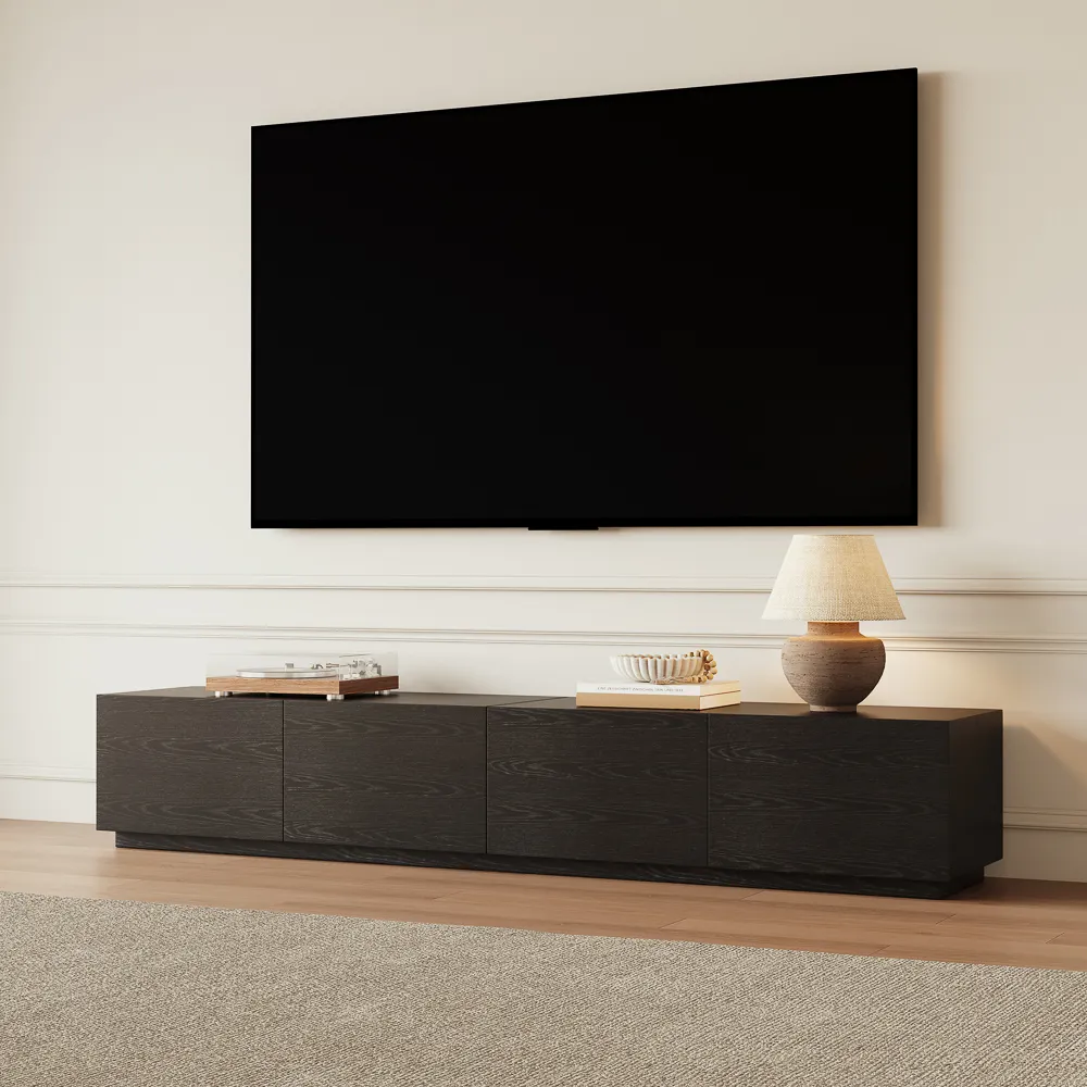 Modern Black TV Stand with Drawers Modern Black TV Stand with Drawers