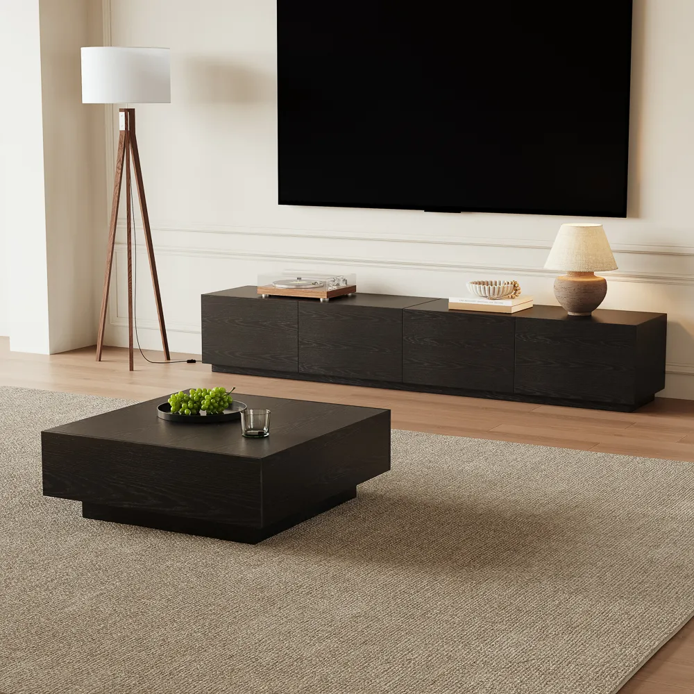 Modern Black TV Stand with Drawers Modern Black TV Stand with Drawers