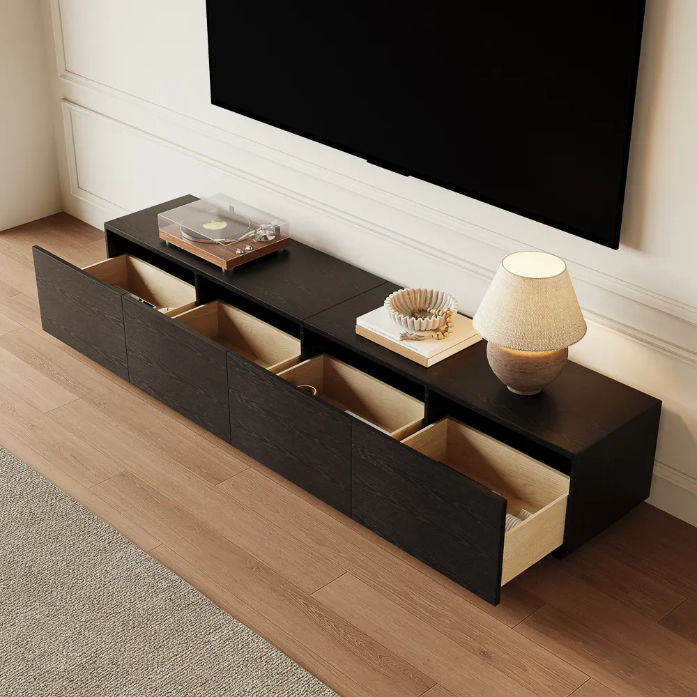 Modern Black TV Stand with Drawers Modern Black TV Stand with Drawers