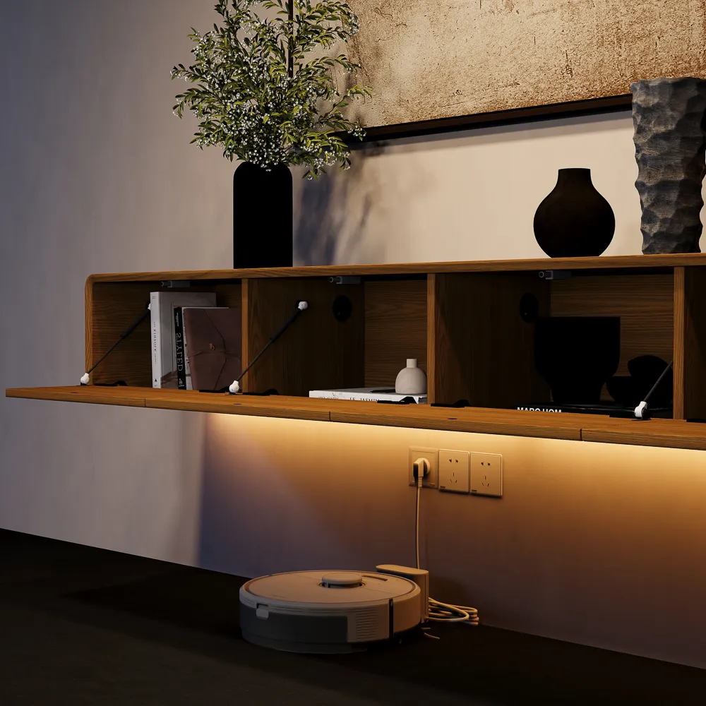 Mid-Century Floating TV Stand with Adjustable LED Lights Mid-Century Floating TV Stand with Adjustable LED Lights