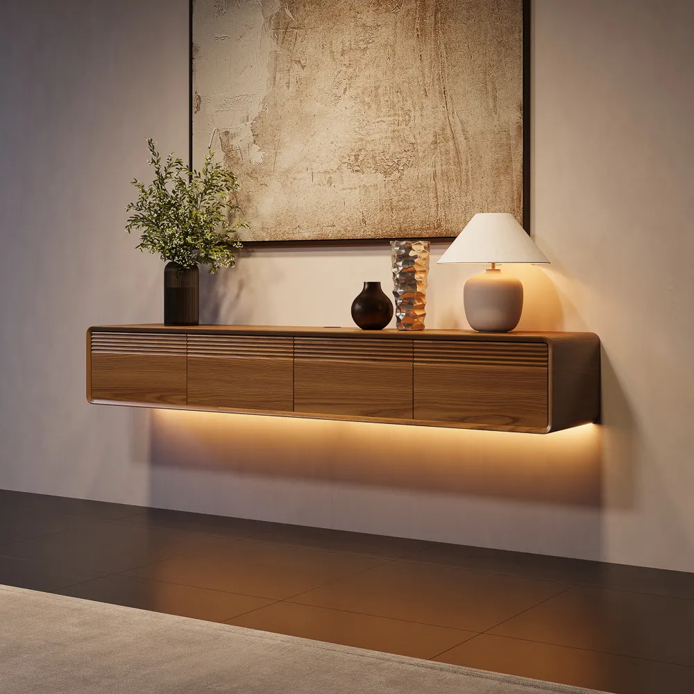 Mid-Century Floating TV Stand with Adjustable LED Lights Mid-Century Floating TV Stand with Adjustable LED Lights