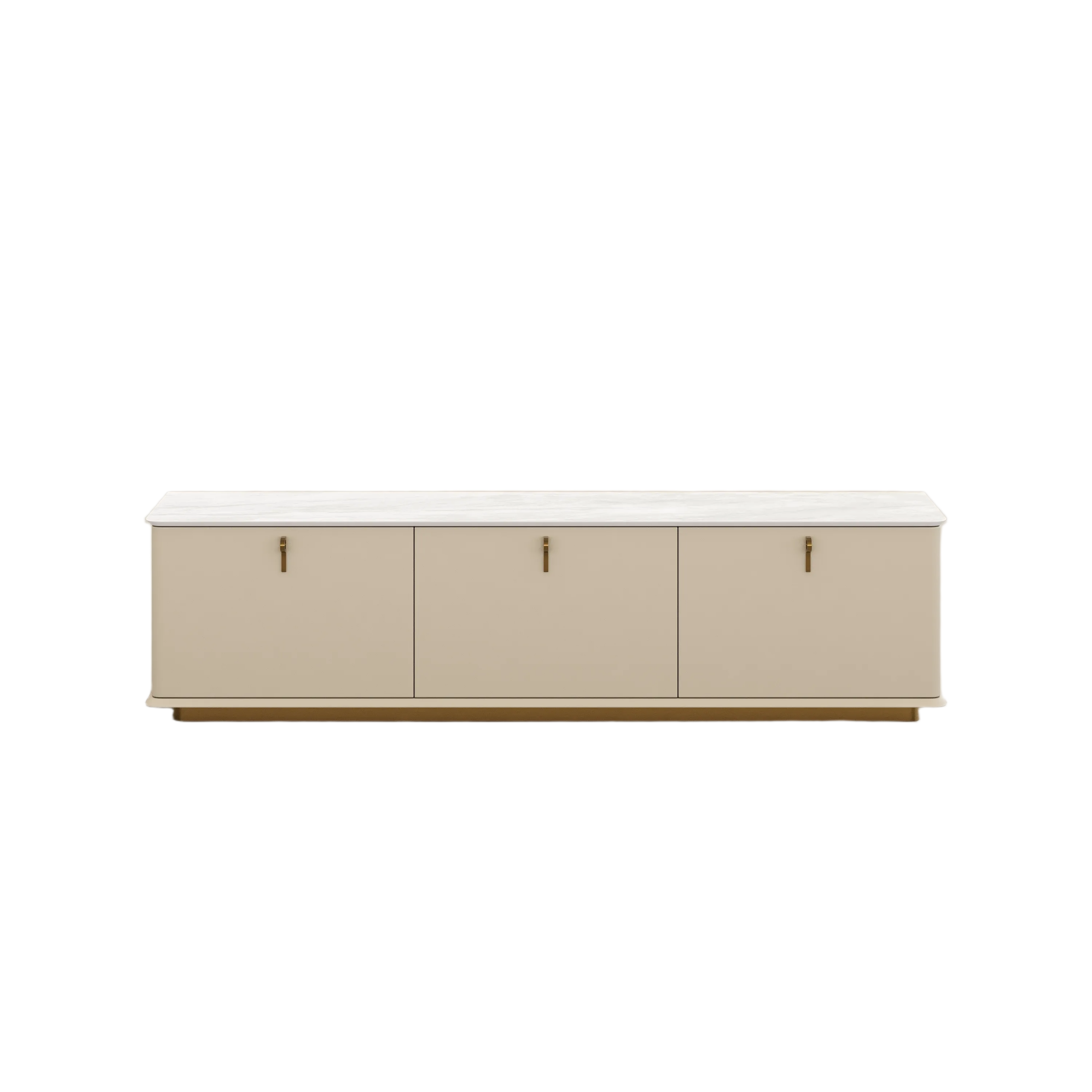 Luxury TV Stand with Glossy Sintered Stone Tabletop