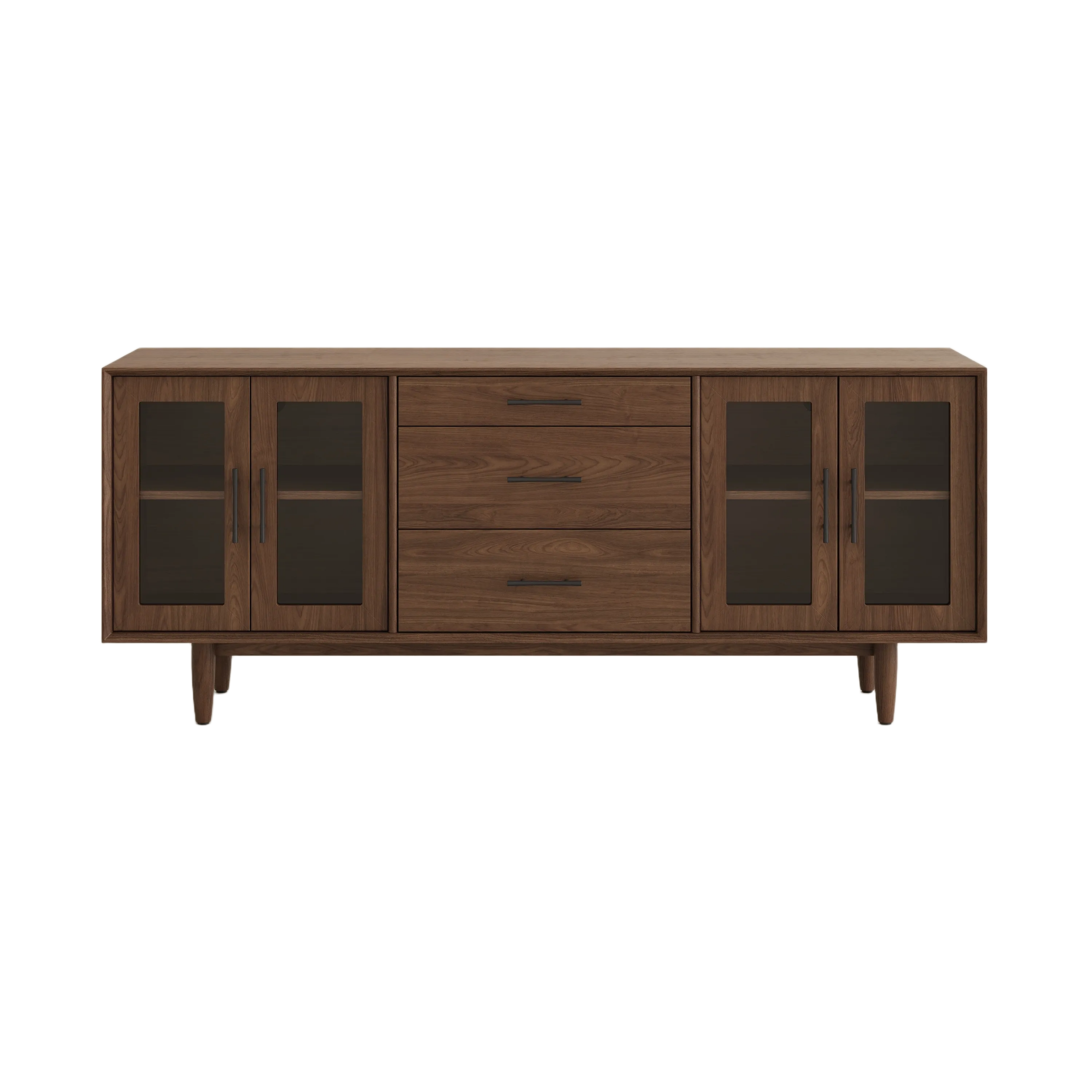 Mid-Century Modern TV Stand with Glass Doors