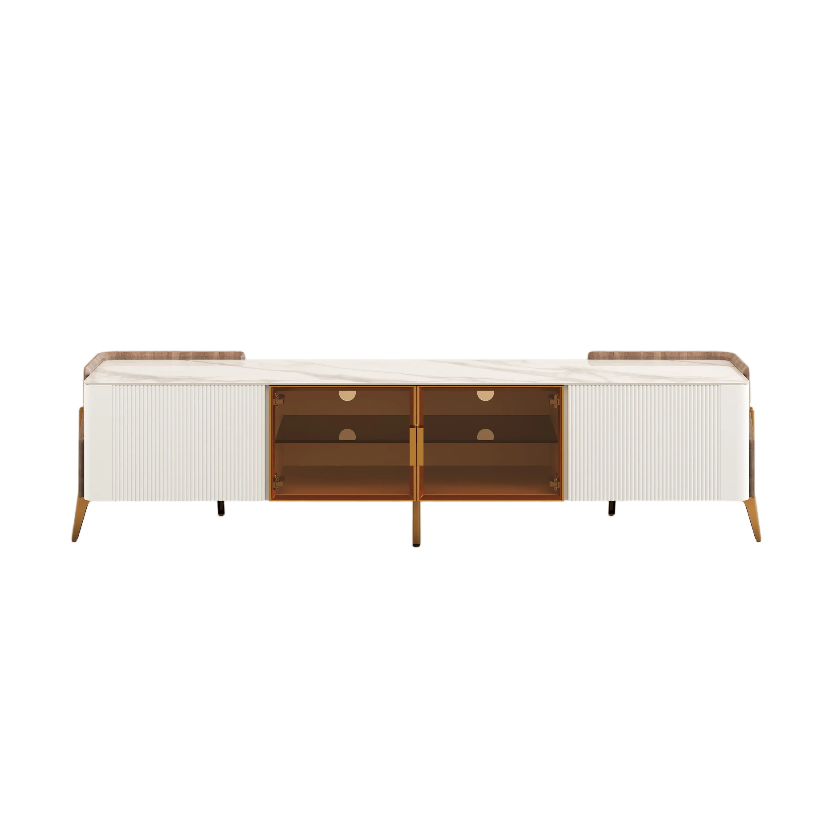 Luxury White TV Stand with Sintered Stone Top