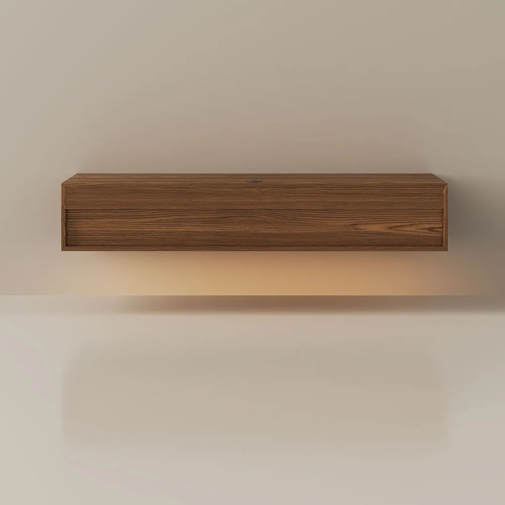 Mid-Century Floating TV Console with Adjustable LED Lights