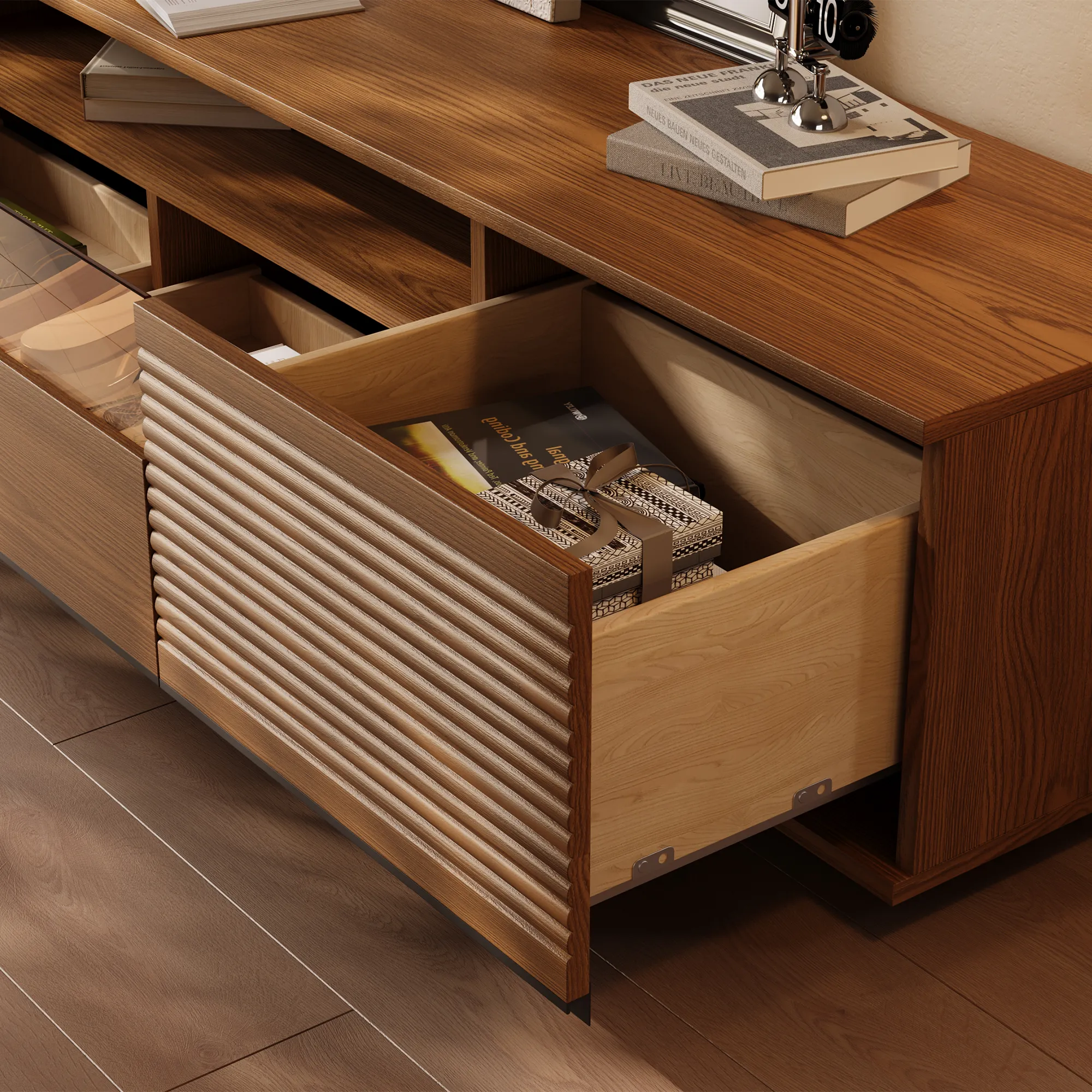 Mid-Century Modern TV Stand with Adjustable Light Mid-Century Modern TV Stand with Adjustable Light