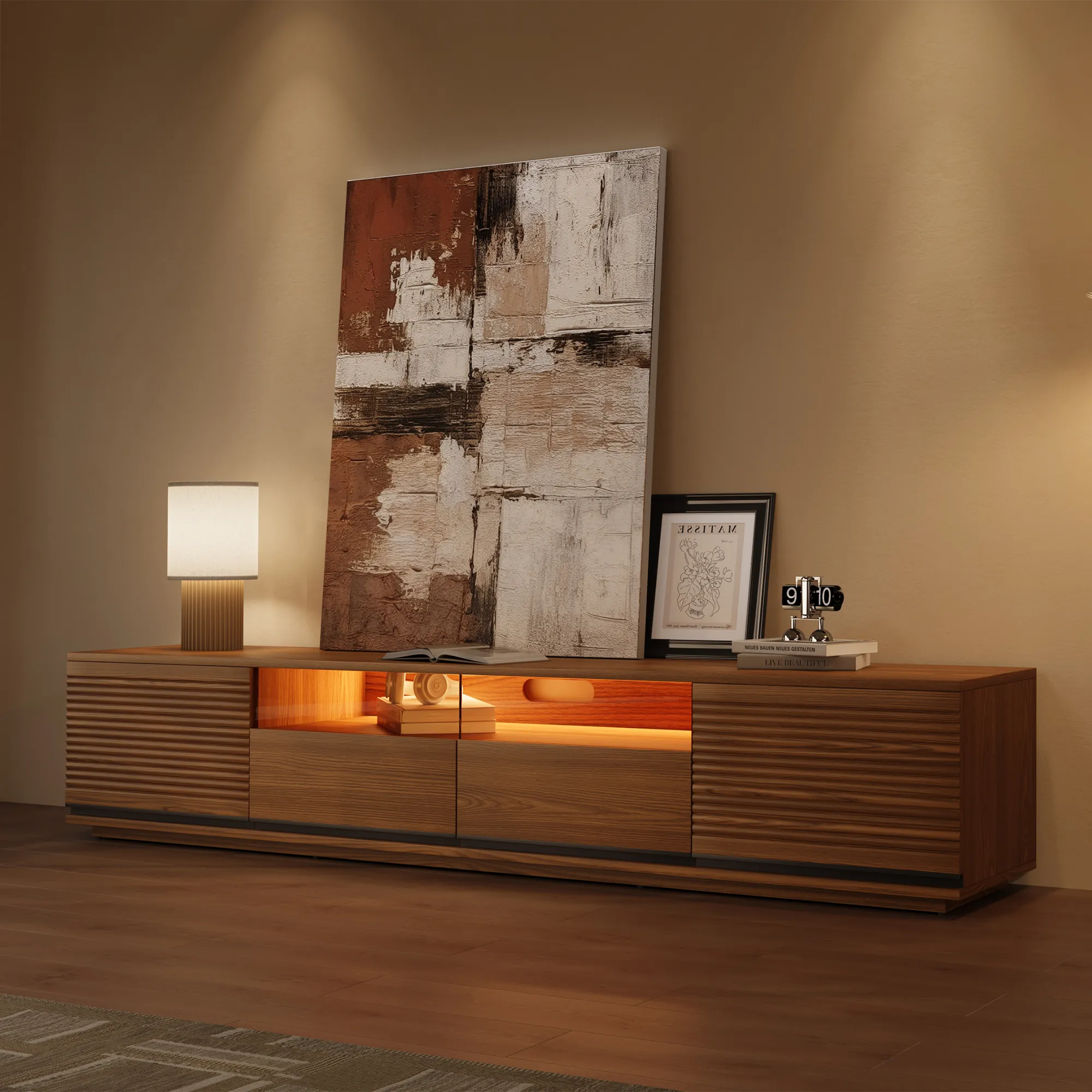 Mid-Century Modern TV Stand with Adjustable Light Mid-Century Modern TV Stand with Adjustable Light