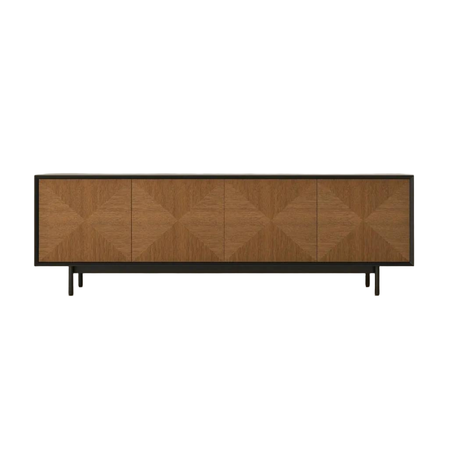 Mid-Century Modern Walnut color&Black TV Stand