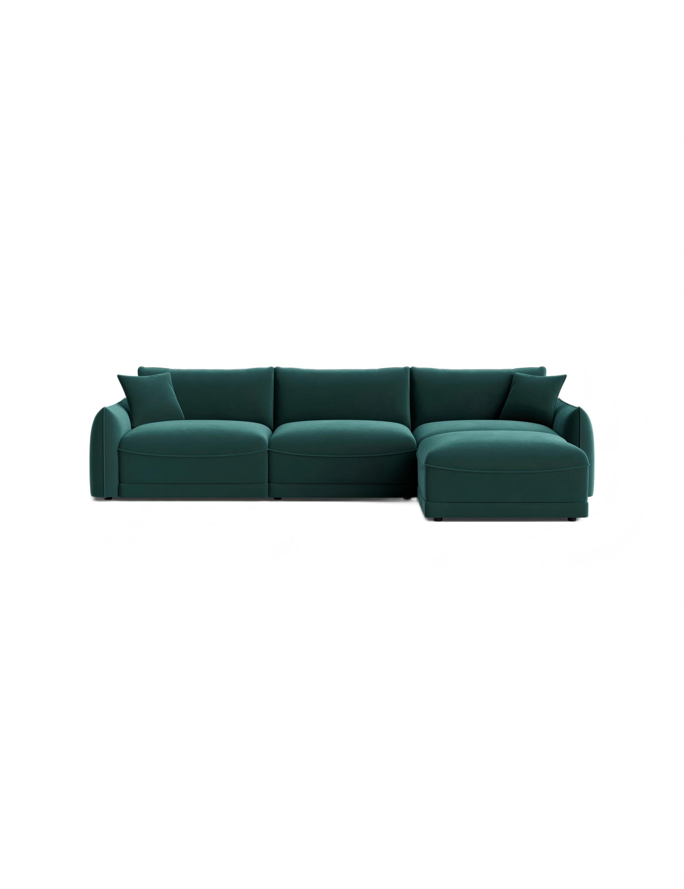 Green Modular Sectional Sofa With Ottoman