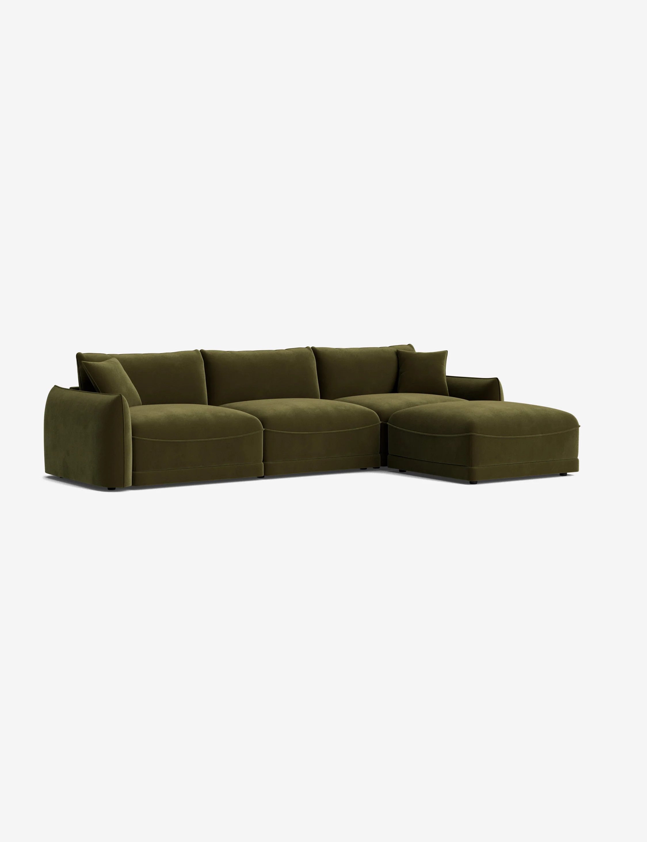 Green Modular Sectional Sofa With Ottoman