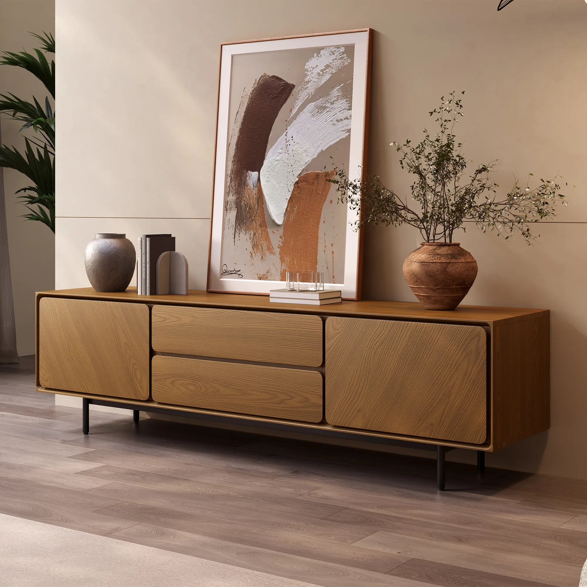 Mid-Century Walnut Color TV Stand
