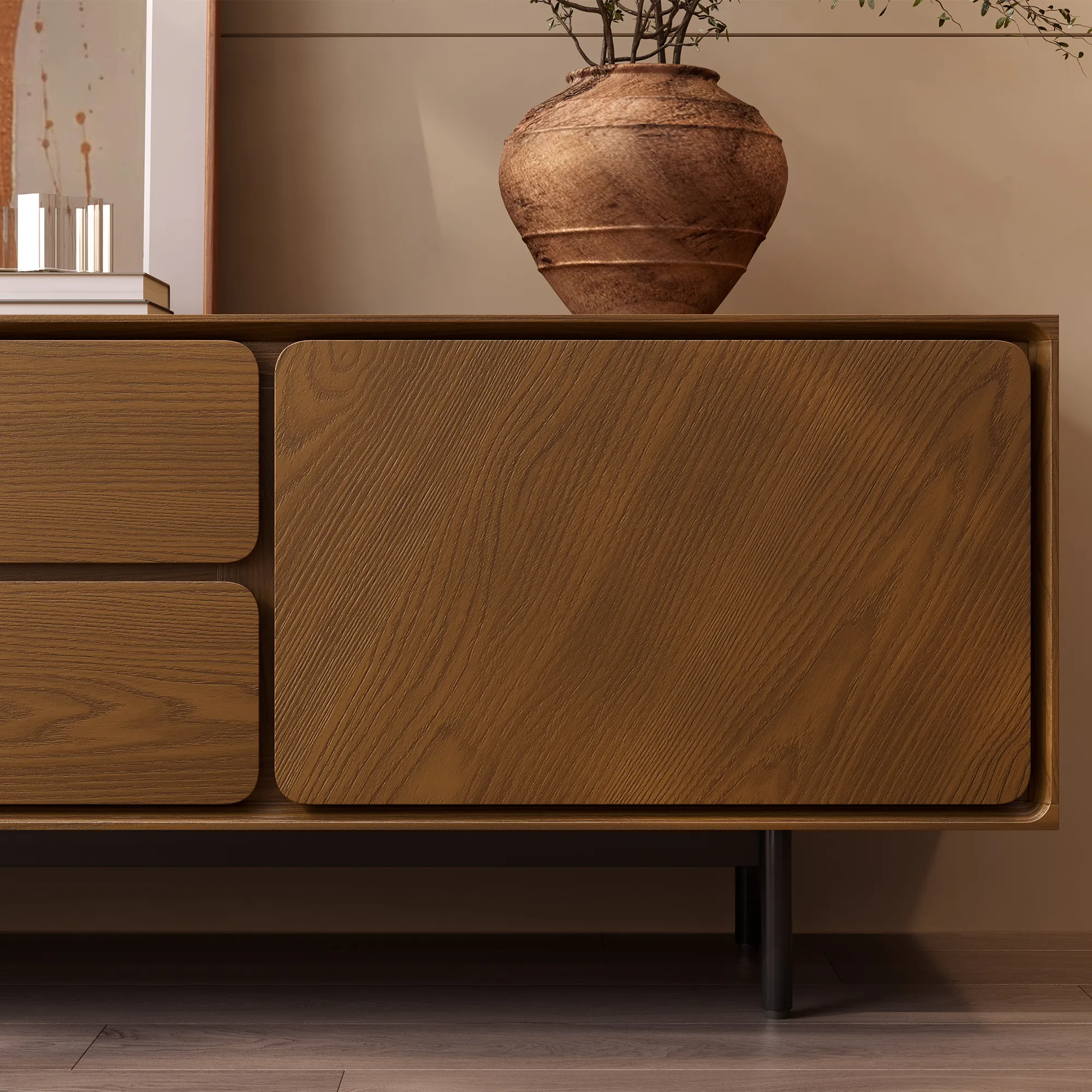Mid-Century Walnut Color TV Stand