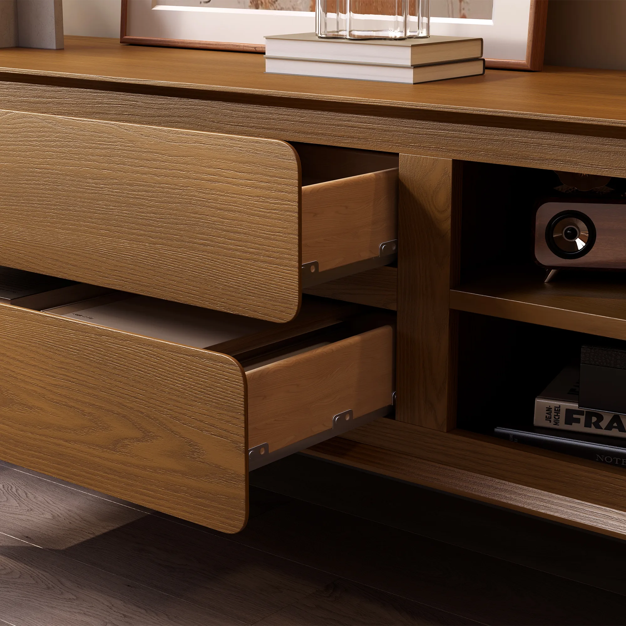 Mid-Century Walnut Color TV Stand