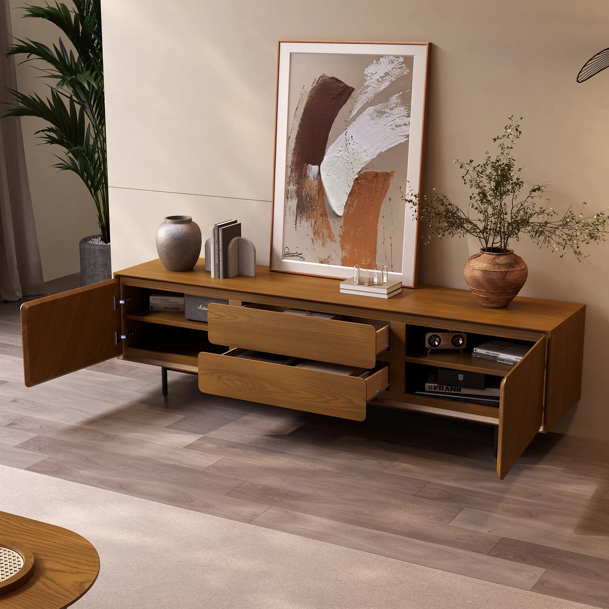 Mid-Century Walnut Color TV Stand