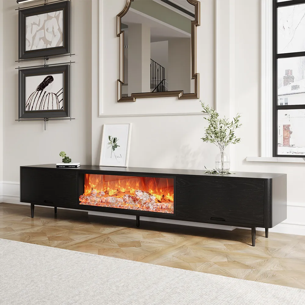 Modern Electric Fireplace TV Stand with LED Flame Effects