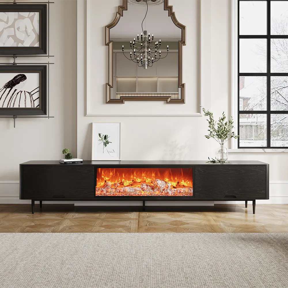 Modern Electric Fireplace TV Stand with LED Flame Effects