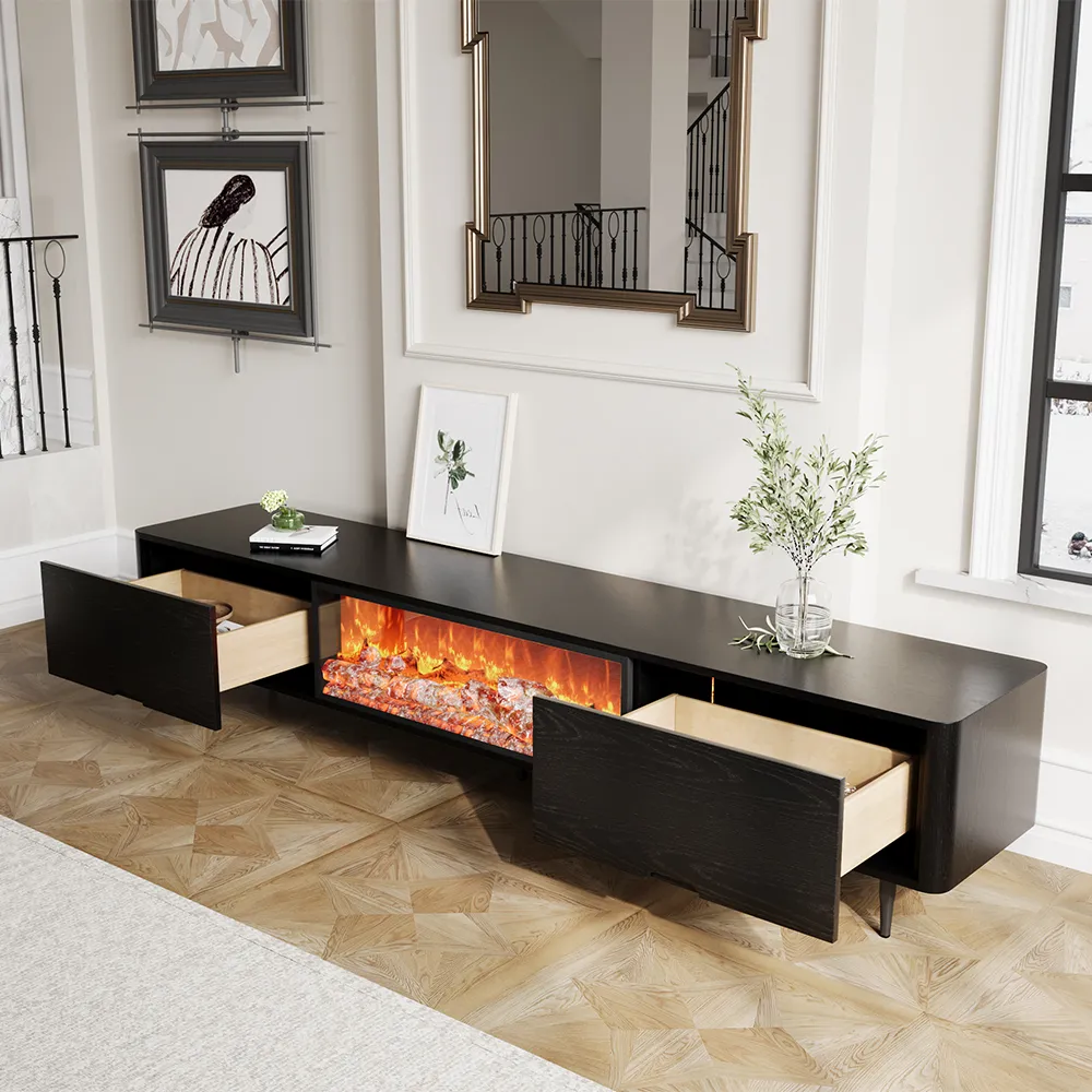 Modern Electric Fireplace TV Stand with LED Flame Effects