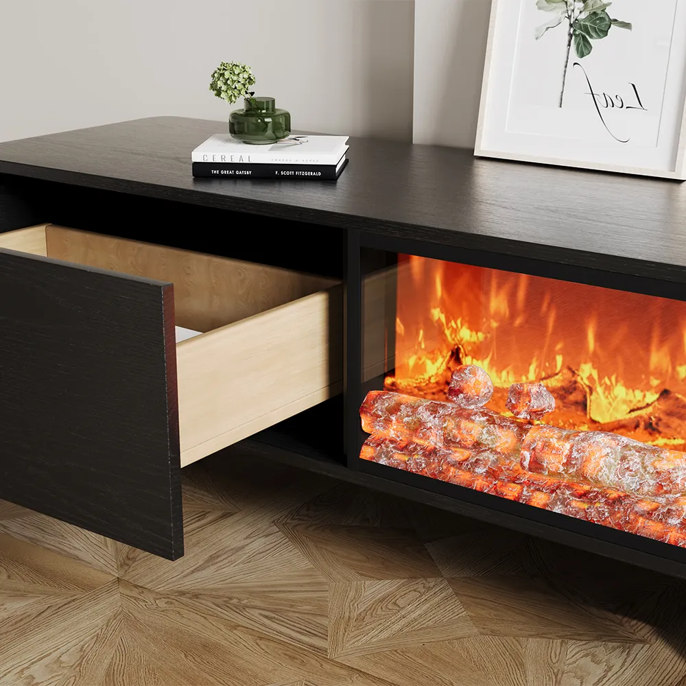 Modern Electric Fireplace TV Stand with LED Flame Effects