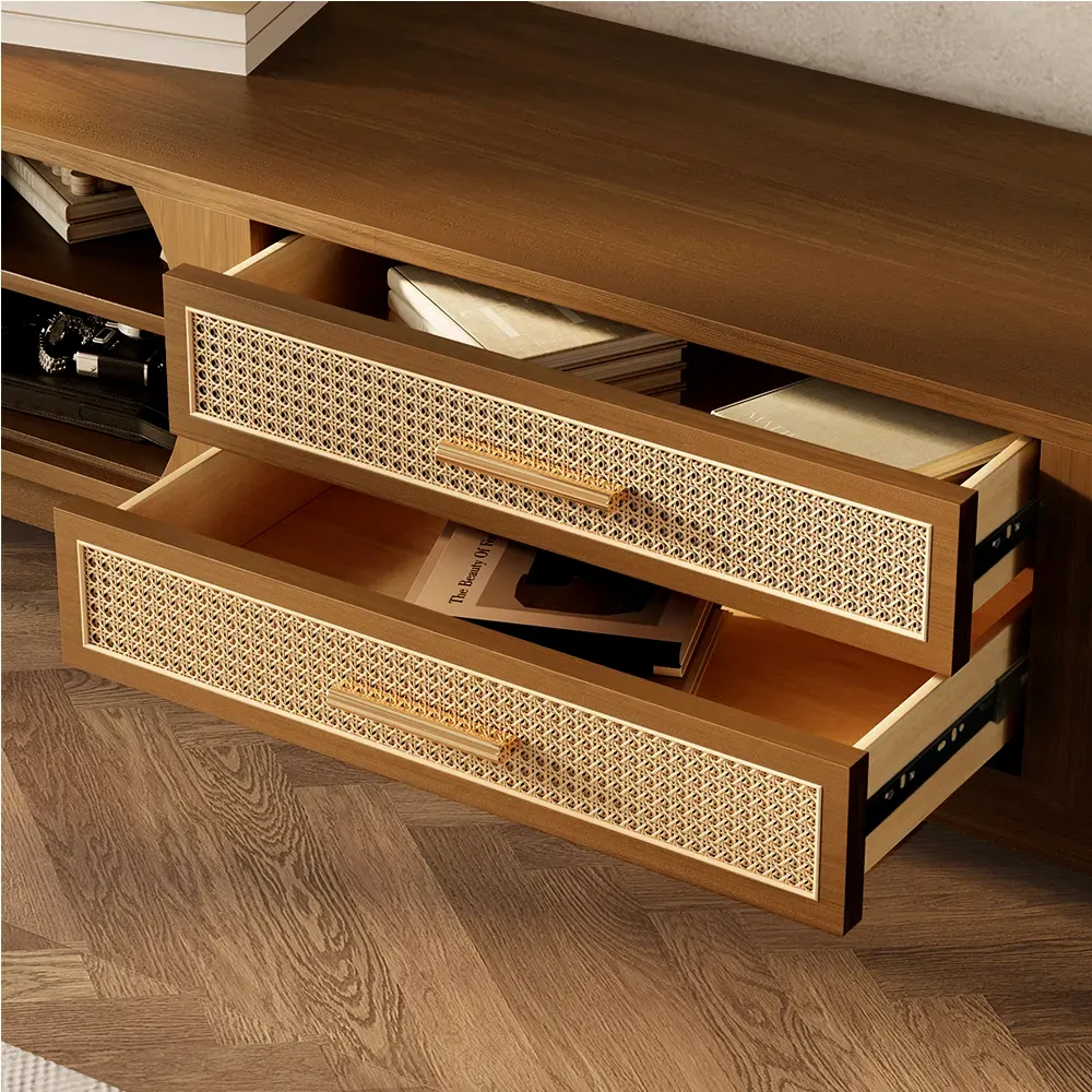 Mid-Century Modern TV Stand with Tambour Doors