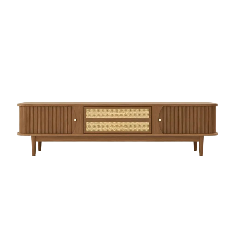 Mid-Century Modern TV Stand with Tambour Doors
