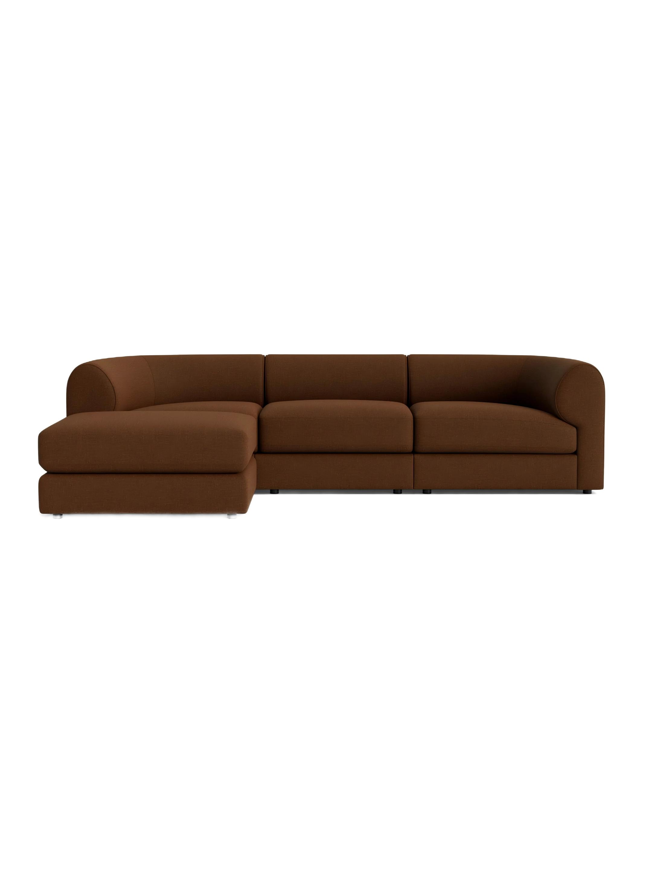 Brown Modular Sectional Sofa with Ottoman