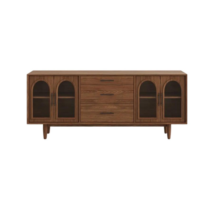 MCM Arched Glass Doors TV Stand