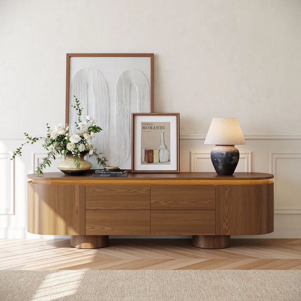 Mid-Century TV Stand with Extra-Large Cylinder Legs