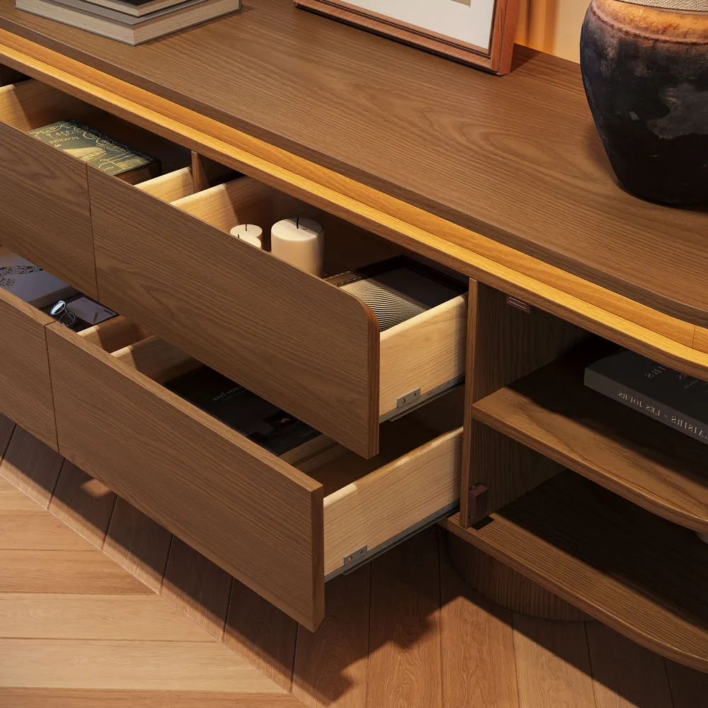 Mid-Century TV Stand with Extra-Large Cylinder Legs