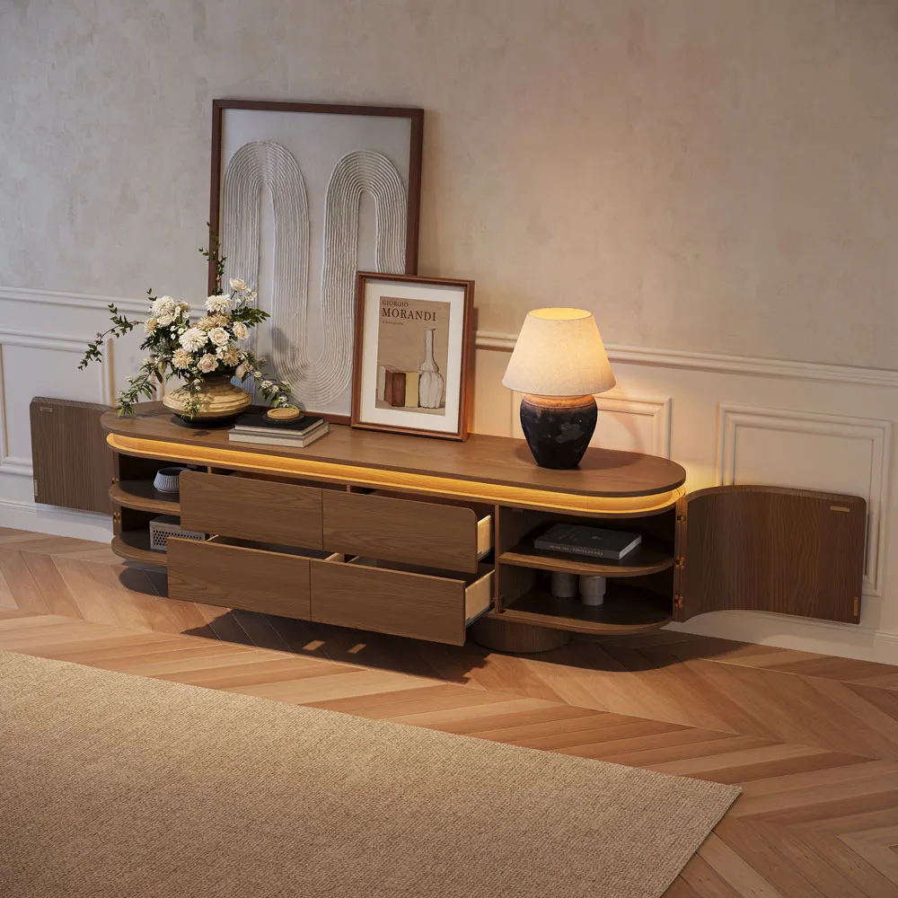 Mid-Century TV Stand with Extra-Large Cylinder Legs