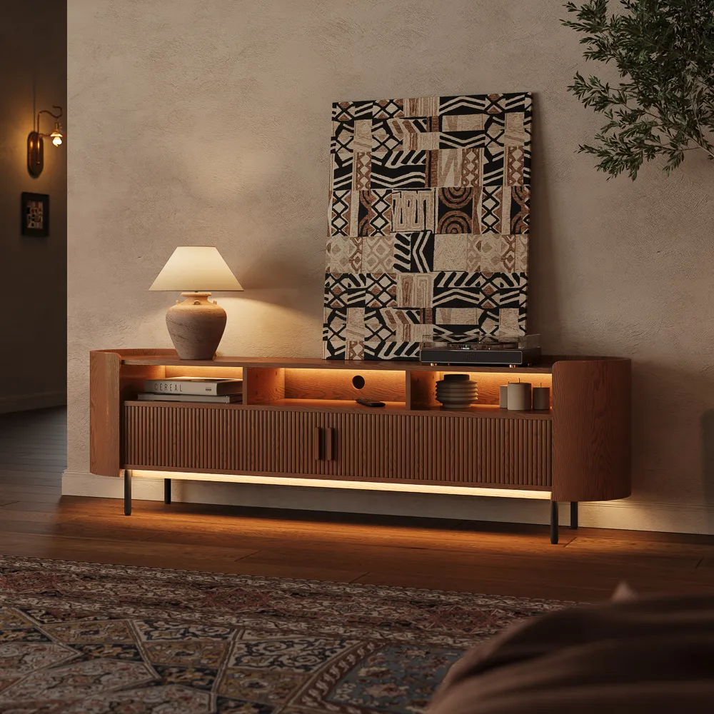 MCM Curved TV Stand