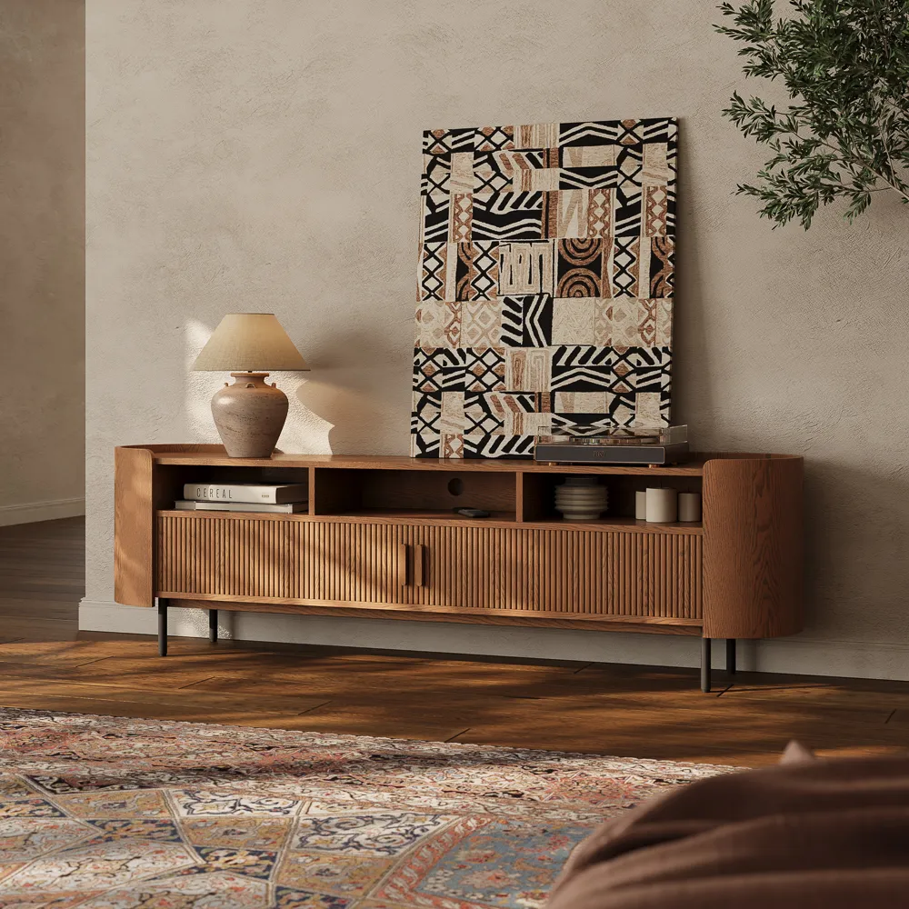 MCM Curved TV Stand