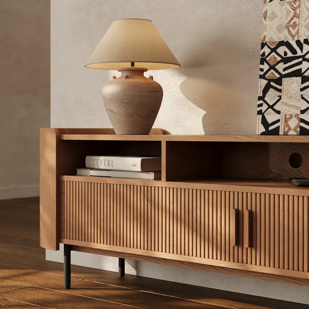 MCM Curved TV Stand