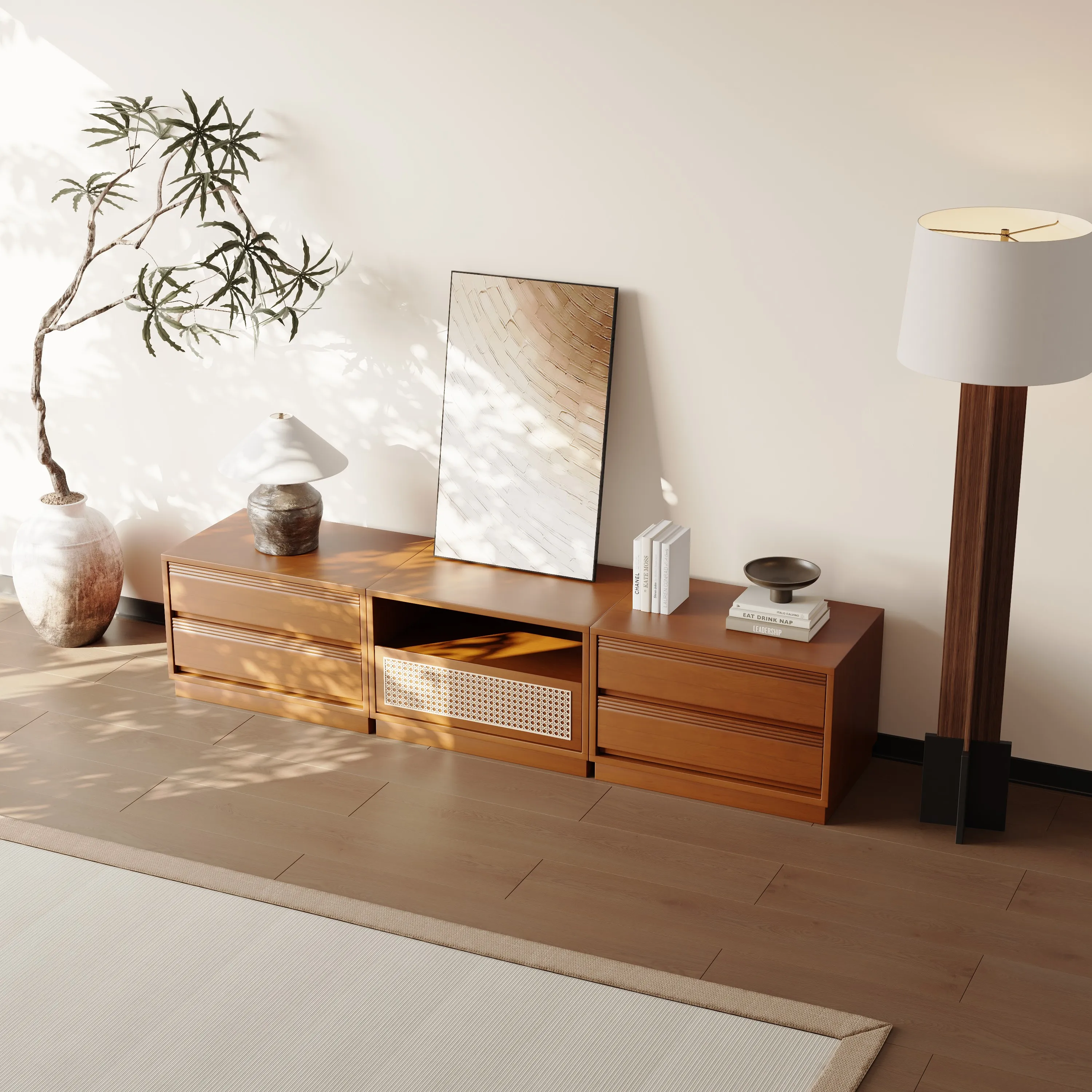 Mid-Centruy Modern Modular Cherry Wood Color Cabinets Mid-Centruy Modern Modular Cherry Wood Color Cabinets