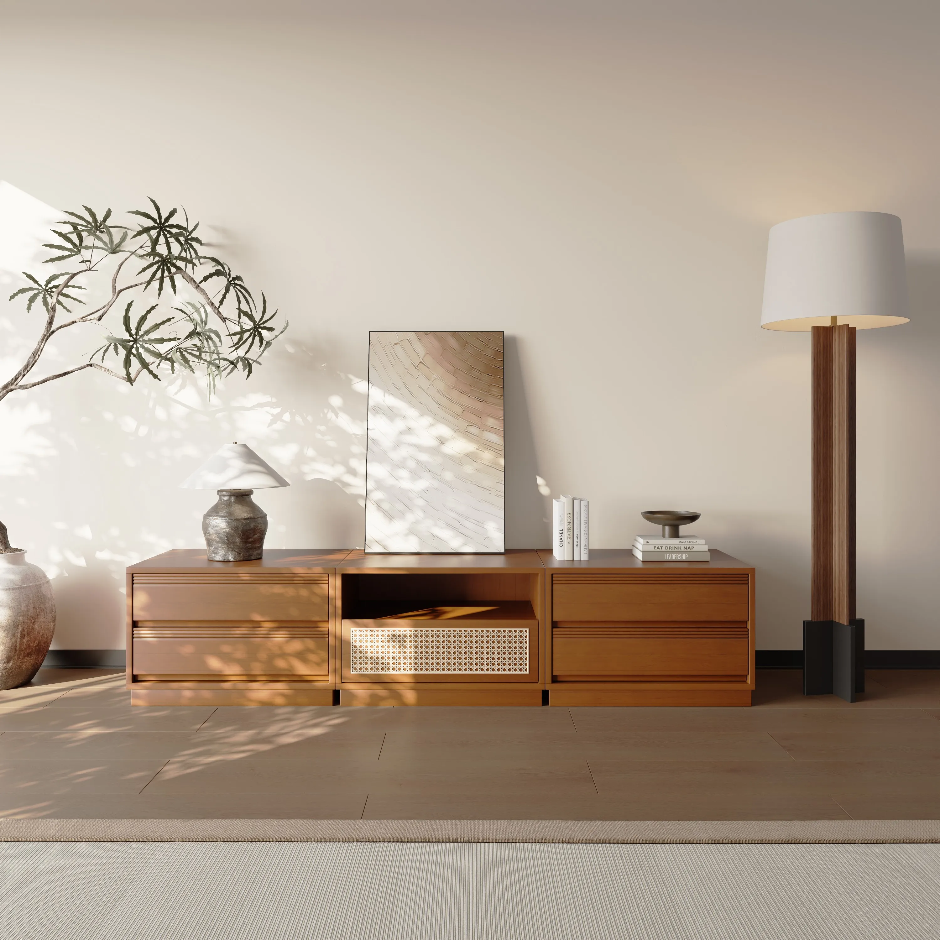 Mid-Centruy Modern Modular Cherry Wood Color Cabinets Mid-Centruy Modern Modular Cherry Wood Color Cabinets