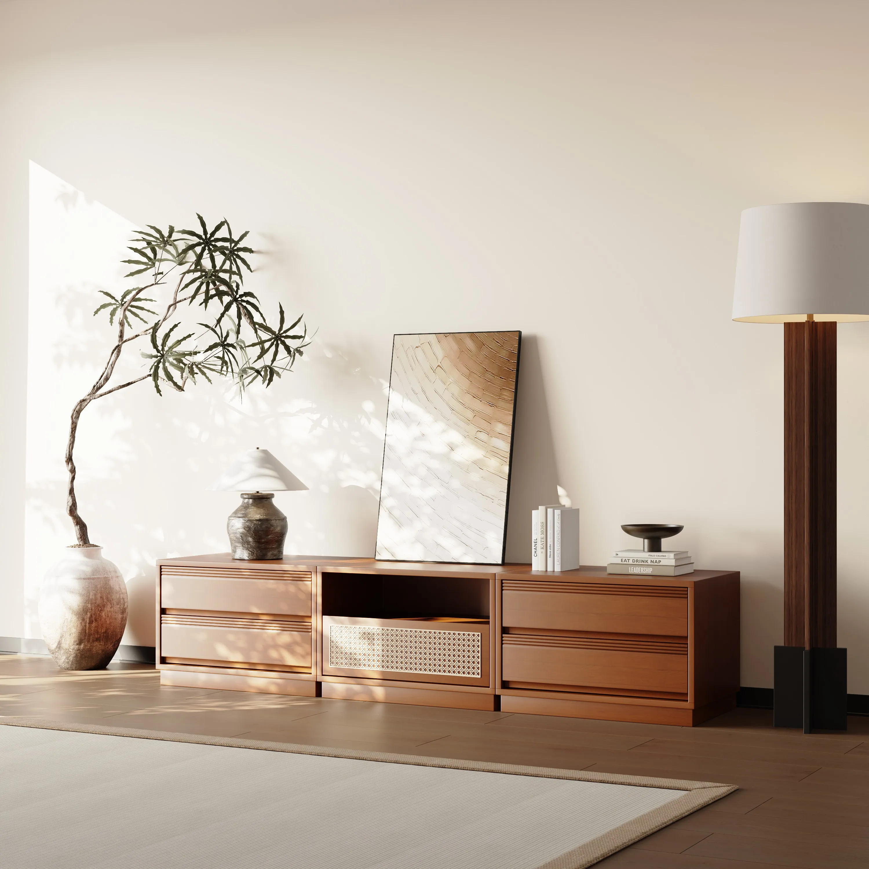 Mid-Centruy Modern Modular Cherry Wood Color Cabinets Mid-Centruy Modern Modular Cherry Wood Color Cabinets