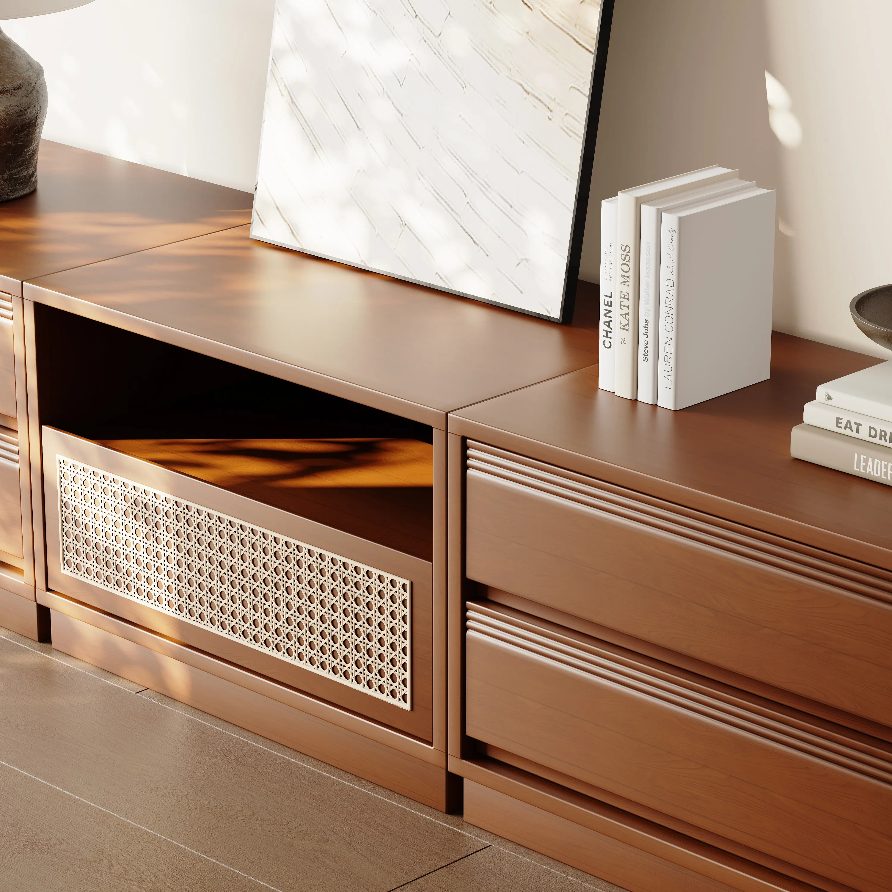 Mid-Centruy Modern Modular Cherry Wood Color Cabinets Mid-Centruy Modern Modular Cherry Wood Color Cabinets
