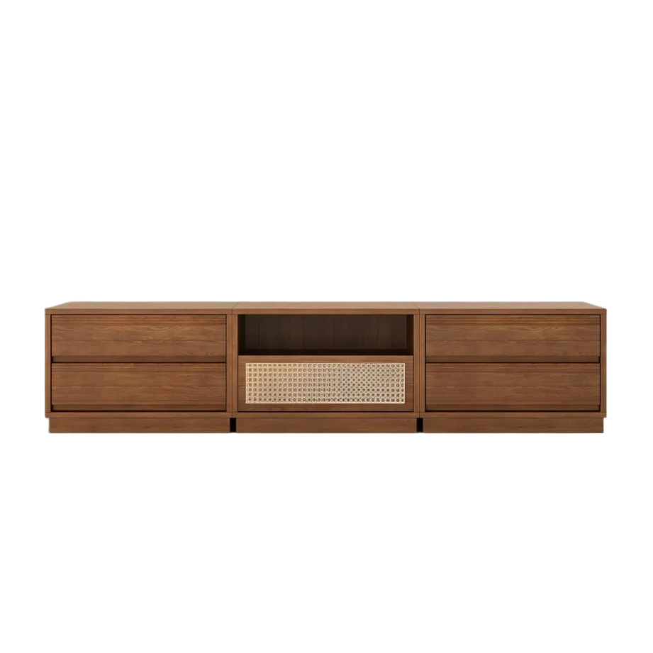 Mid-Centruy Modern Modular Cherry Wood Color Cabinets