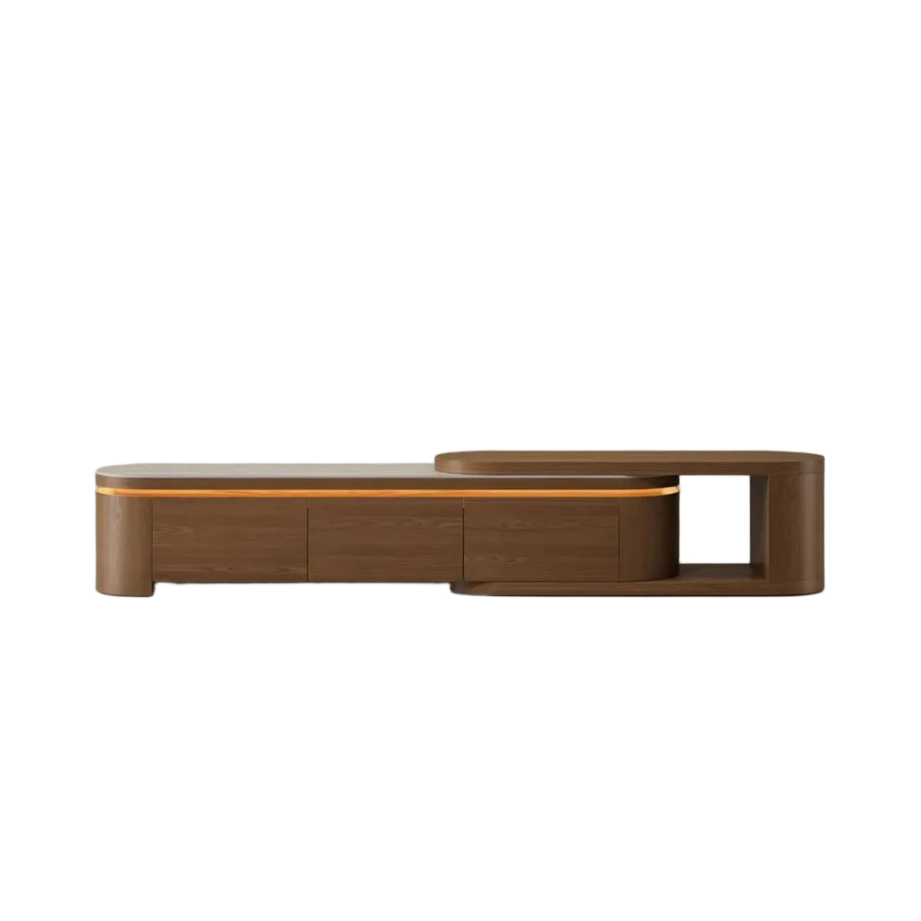 Mid-Century Modern Extendable TV Stand with LED Lights