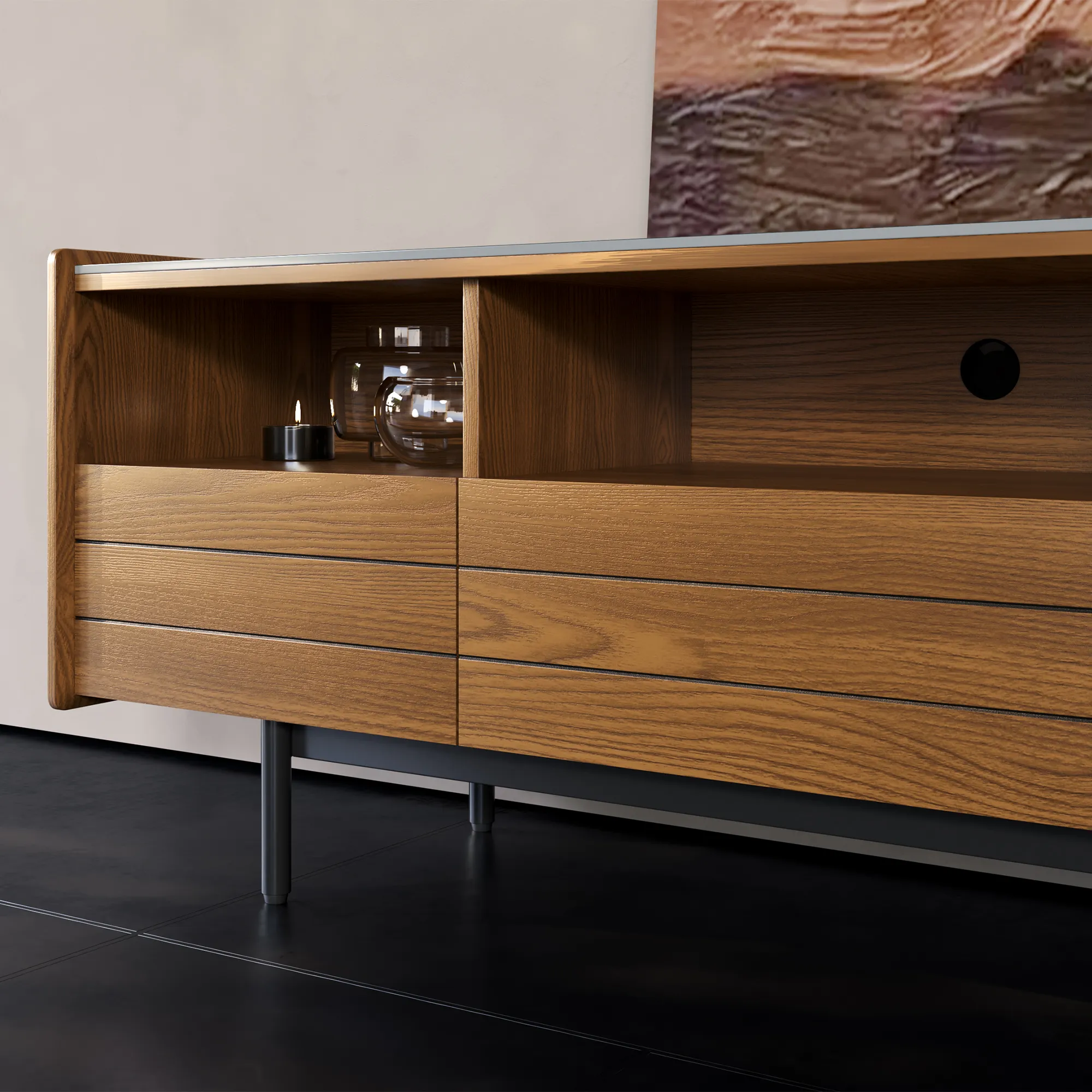 Mid-Century Matte Sintered Stone Tabletop TV Stand Mid-Century Matte Sintered Stone Tabletop TV Stand