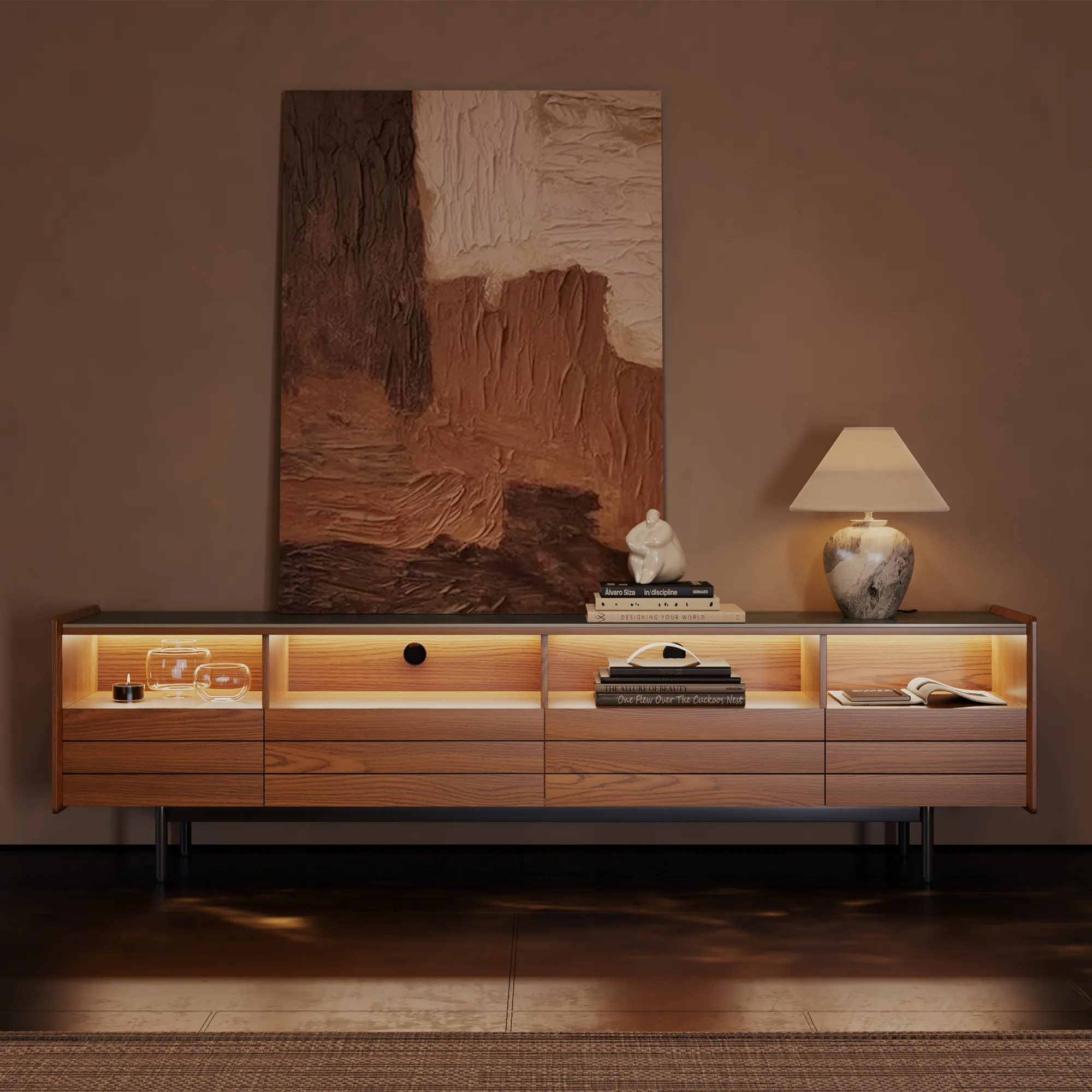 Mid-Century Matte Sintered Stone Tabletop TV Stand Mid-Century Matte Sintered Stone Tabletop TV Stand