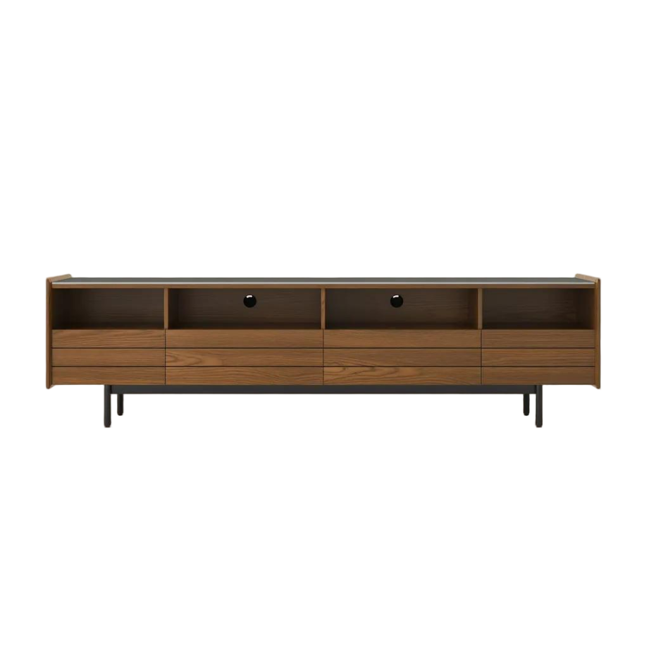 Mid-Century Matte Sintered Stone Tabletop TV Stand