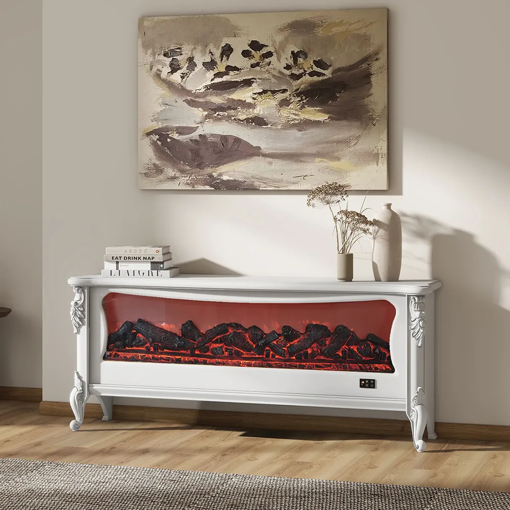 Modern Electric Fireplace TV Stand with LED Flame Effects