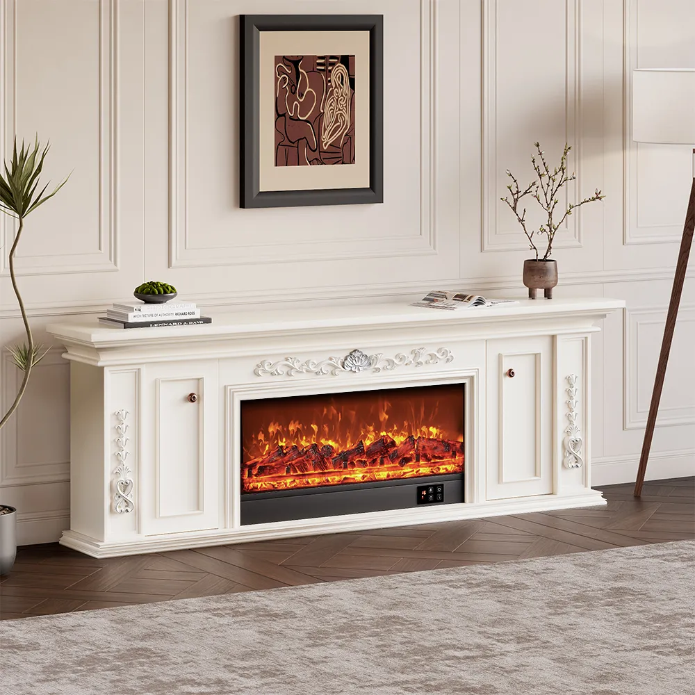 Modern Electric Fireplace TV Stand with LED Flame Effects