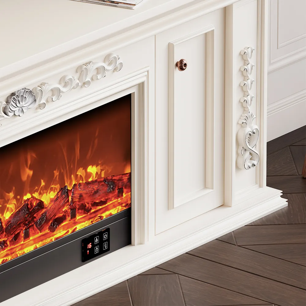 Modern Electric Fireplace TV Stand with LED Flame Effects