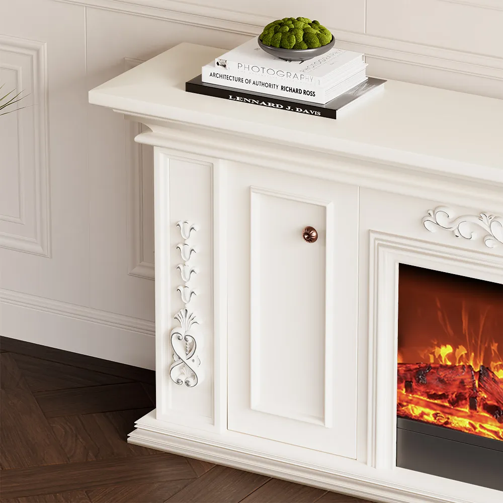 Modern Electric Fireplace TV Stand with LED Flame Effects
