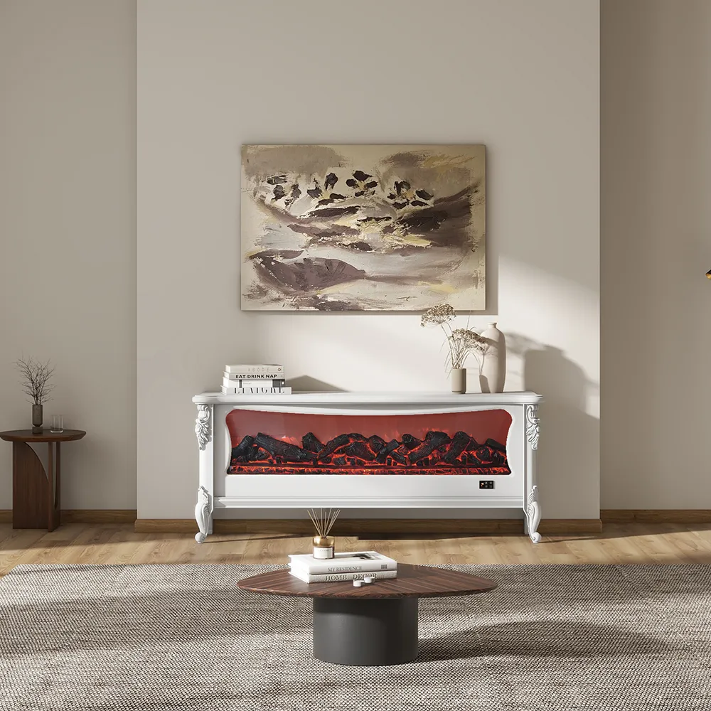 Modern Electric Fireplace TV Stand with LED Flame Effects