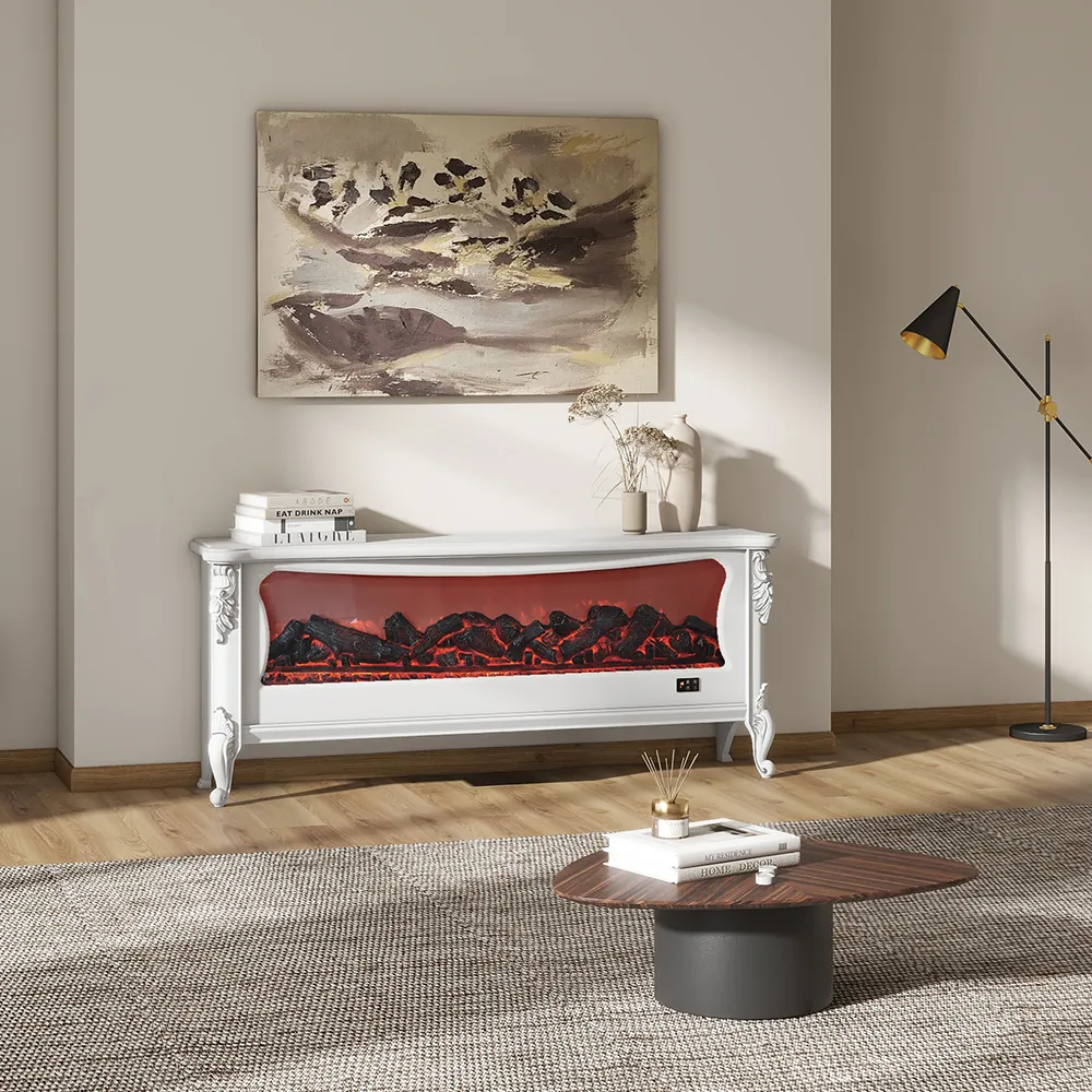 Modern Electric Fireplace TV Stand with LED Flame Effects